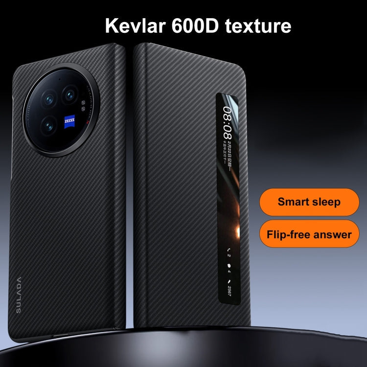 For vivo X Fold3 SULADA Kevlar 600D Texture Smart Window Leather Phone Case(Black)