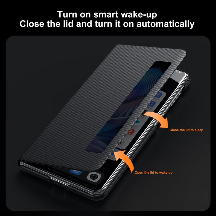 For vivo X Fold3 Pro SULADA Kevlar 600D Texture Smart Window Leather Phone Case(Brown)
