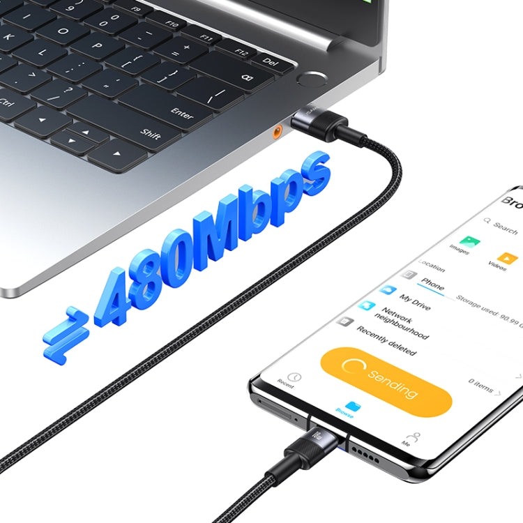 USAMS SJ718 3A USB to USB-C/Type-C Aluminum Alloy Data Cable, Length: 1.2m(Tarnish)