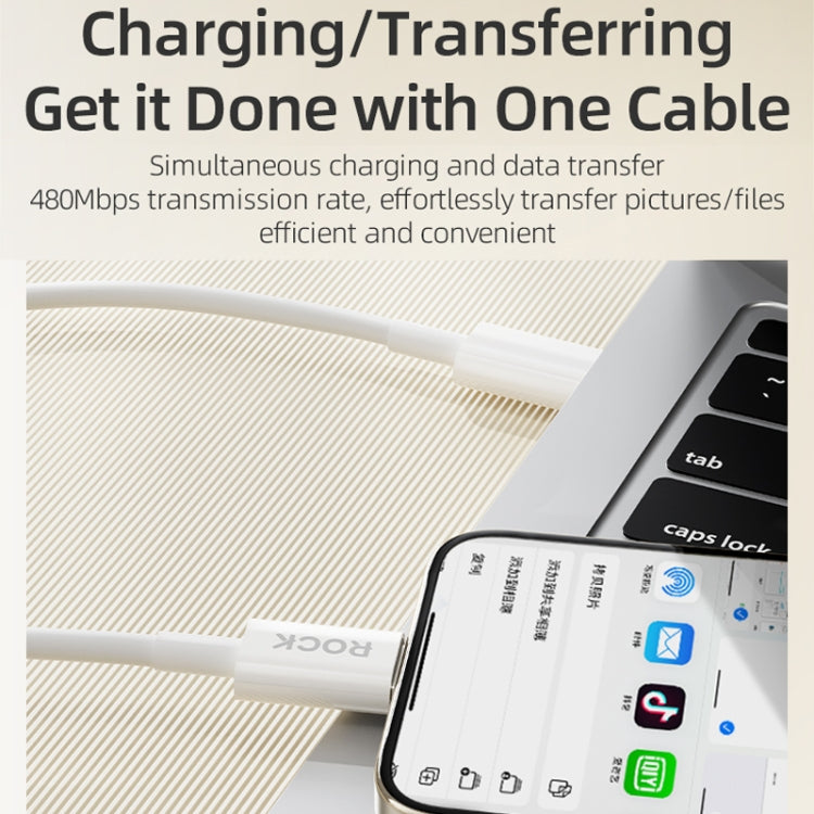 ROCK P8 Prime Series 1m USB-C / Type-C Fast Charging Data Cable, Interface:PD60W USB-C / Type-C(White)