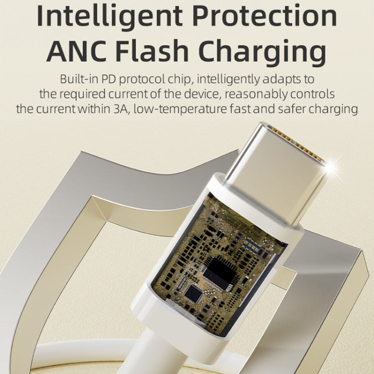 ROCK P8 Prime Series 1m USB-C / Type-C Fast Charging Data Cable, Interface:PD60W USB-C / Type-C(White)