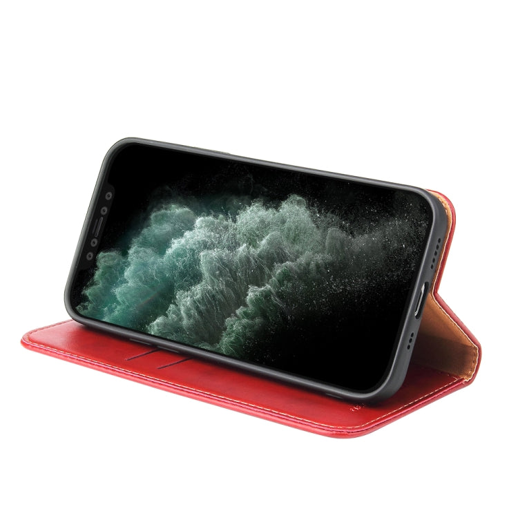 For iPhone 12 mini Fierre Shann PU Genuine Leather Texture Horizontal Flip Leather Case with Holder & Card Slots & Wallet(Red)