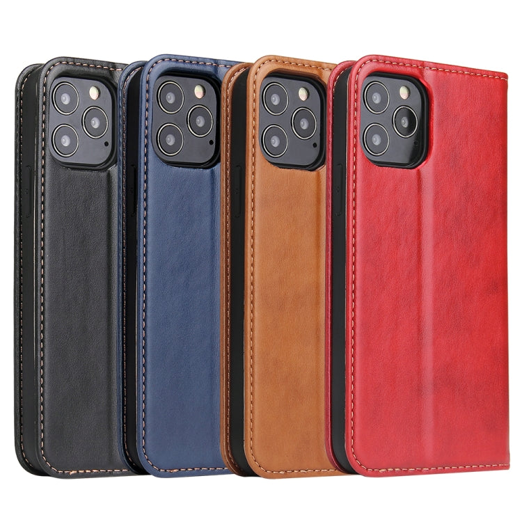 For iPhone 12 mini Fierre Shann PU Genuine Leather Texture Horizontal Flip Leather Case with Holder & Card Slots & Wallet(Brown)