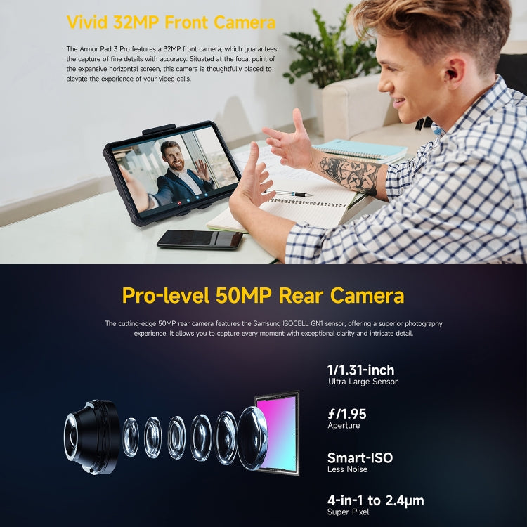 [HK Warehouse] Ulefone Armor Pad 3 Pro Rugged Tablet PC, 8GB+256GB, 10.36 inch Android 13 MediaTek MT8788 Octa Core 4G Network, EU Plug(Black)