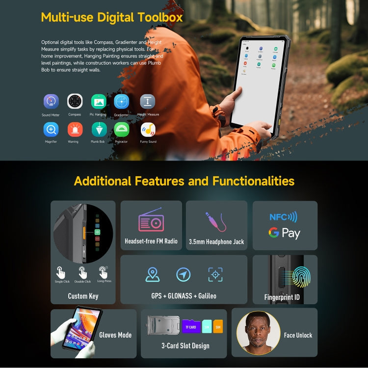 [HK Warehouse] Ulefone Armor Pad 3 Pro Rugged Tablet PC, 8GB+256GB, 10.36 inch Android 13 MediaTek MT8788 Octa Core 4G Network, EU Plug(Black)