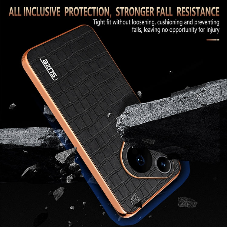 For Huawei Pura 70 Pro / 70 Pro+ AZNS Electroplated Frame Crocodile Texture Full Coverage Phone Case(Green)