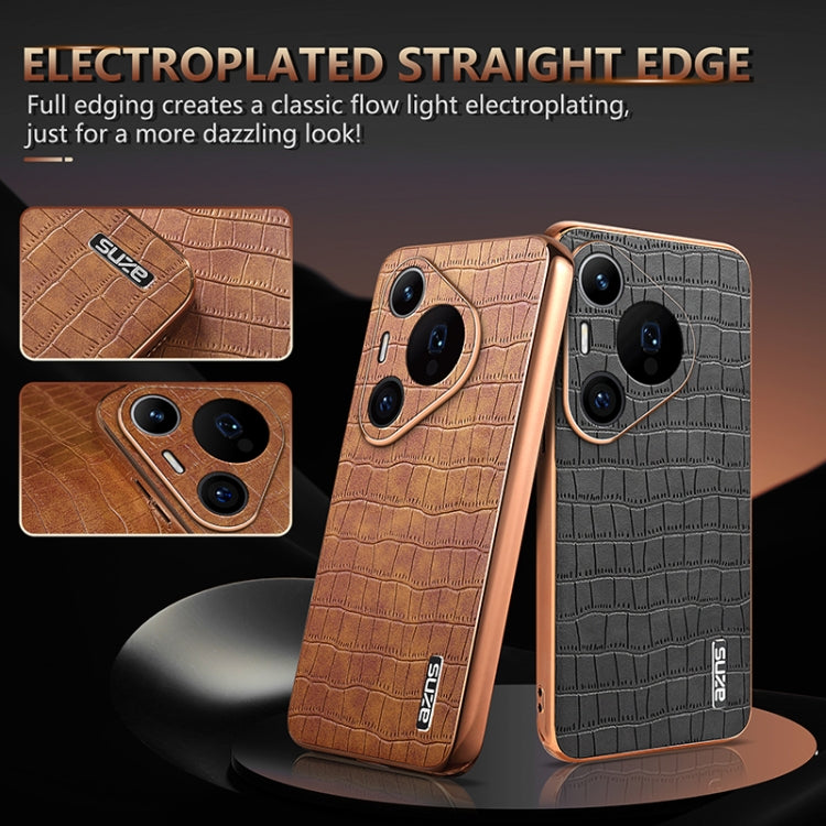 For Huawei Pura 70 Pro / 70 Pro+ AZNS Electroplated Frame Crocodile Texture Full Coverage Phone Case(Blue)