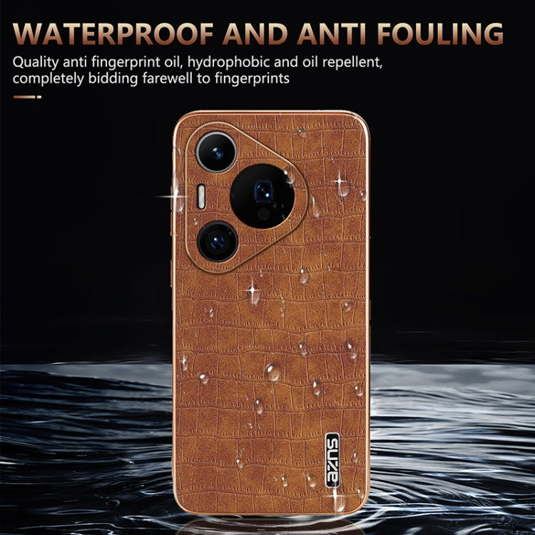 For Huawei Pura 70 Pro / 70 Pro+ AZNS Electroplated Frame Crocodile Texture Full Coverage Phone Case(White)
