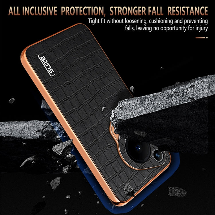 For Huawei Pura 70 Ultra AZNS Electroplated Frame Crocodile Texture Full Coverage Phone Case(White)