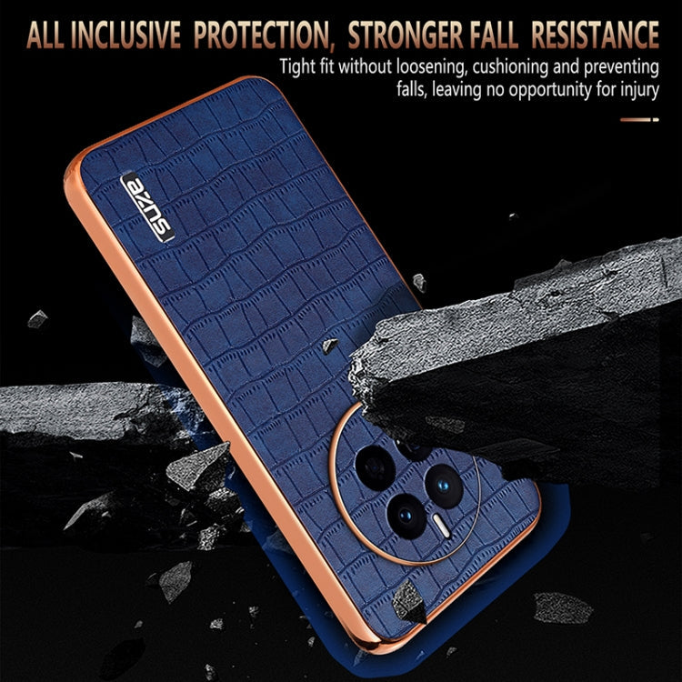 For Huawei Mate 50 / 50E AZNS Electroplated Frame Crocodile Texture Full Coverage Phone Case(Black)