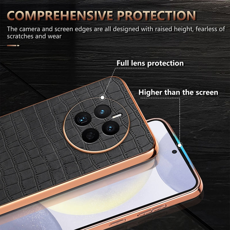 For Huawei Mate 50 / 50E AZNS Electroplated Frame Crocodile Texture Full Coverage Phone Case(Blue)