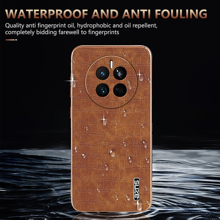 For Huawei Mate 50 / 50E AZNS Electroplated Frame Crocodile Texture Full Coverage Phone Case(Blue)