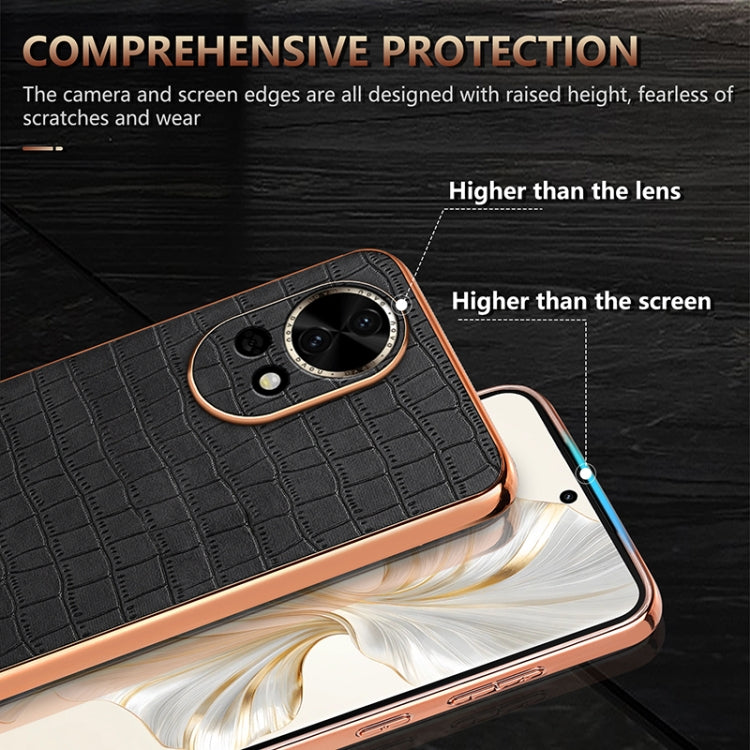 For Huawei nova 13 / nova 12 AZNS Electroplated Frame Crocodile Texture Full Coverage Phone Case(Green)