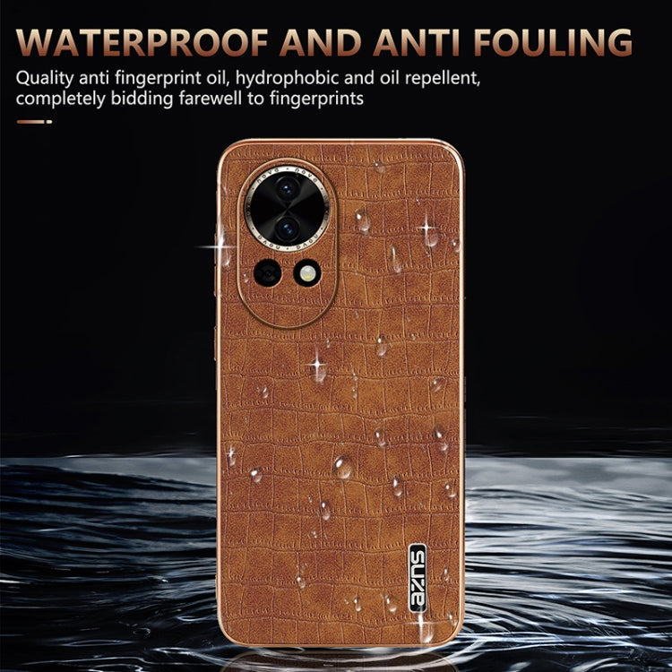 For Huawei nova 13 / nova 12 AZNS Electroplated Frame Crocodile Texture Full Coverage Phone Case(Green)