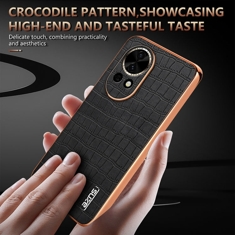 For Huawei nova 13 / nova 12 AZNS Electroplated Frame Crocodile Texture Full Coverage Phone Case(Green)