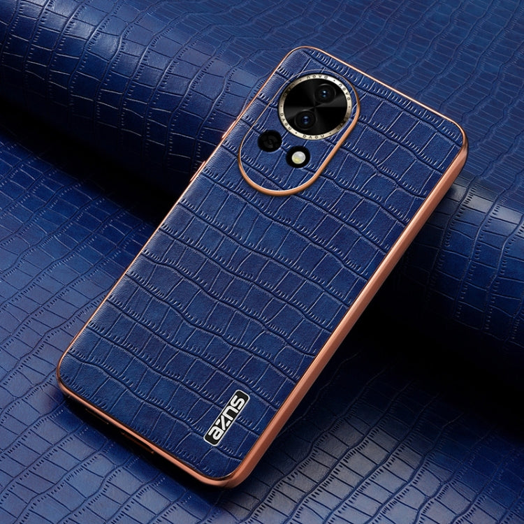 For Huawei nova 13 / nova 12 AZNS Electroplated Frame Crocodile Texture Full Coverage Phone Case(Blue)