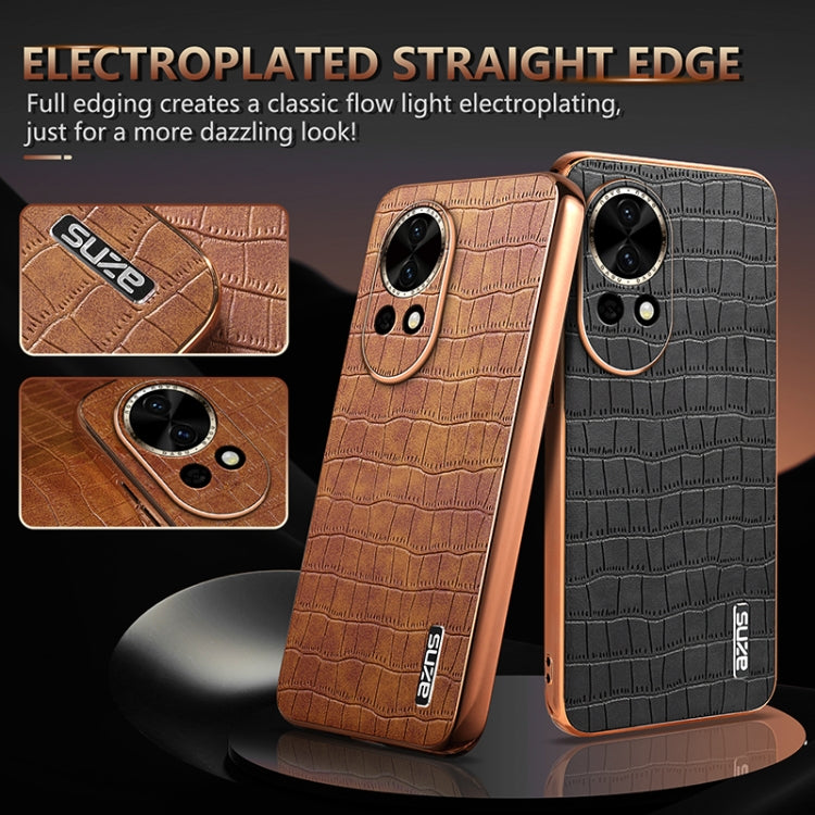 For Huawei nova 13 / nova 12 AZNS Electroplated Frame Crocodile Texture Full Coverage Phone Case(Blue)