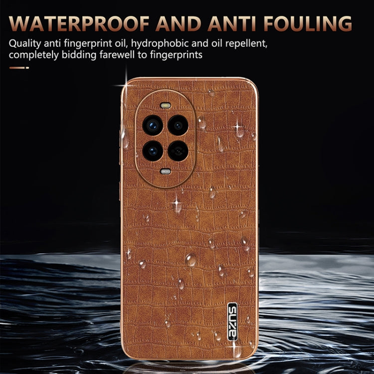 For Huawei nova 13 Pro AZNS Electroplated Frame Crocodile Texture Full Coverage Phone Case(Black)