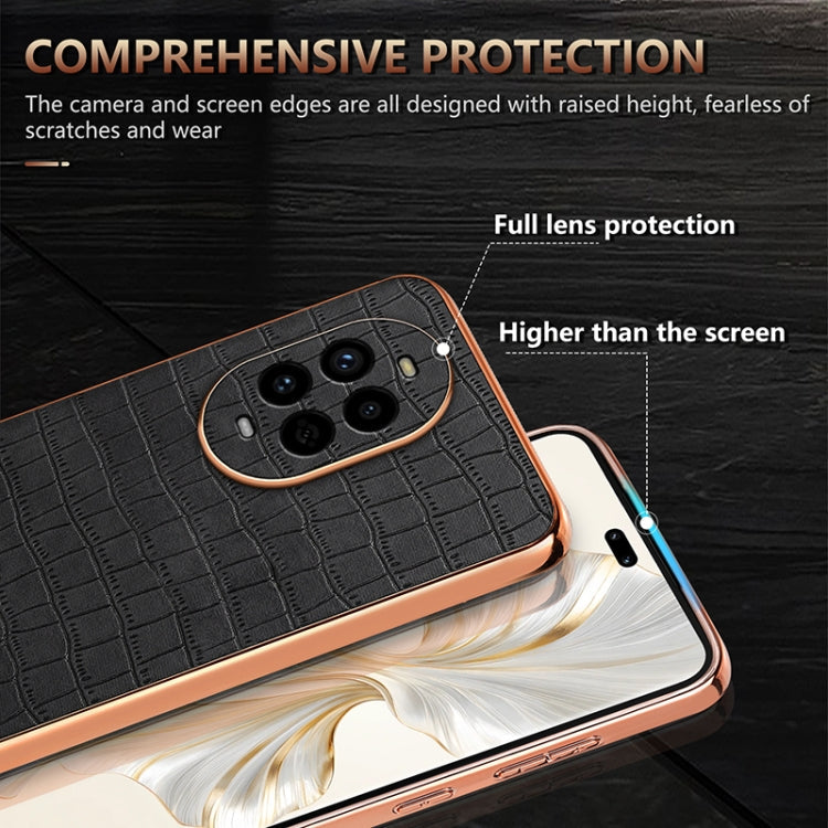 For Huawei nova 13 Pro AZNS Electroplated Frame Crocodile Texture Full Coverage Phone Case(Green)