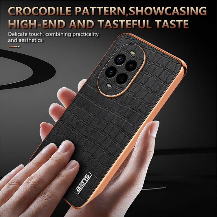 For Huawei nova 13 Pro AZNS Electroplated Frame Crocodile Texture Full Coverage Phone Case(Green)