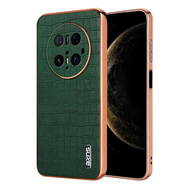For Huawei Mate 70 Pro / 70 Pro+ AZNS Electroplated Frame Crocodile Texture Full Coverage Phone Case(Green)