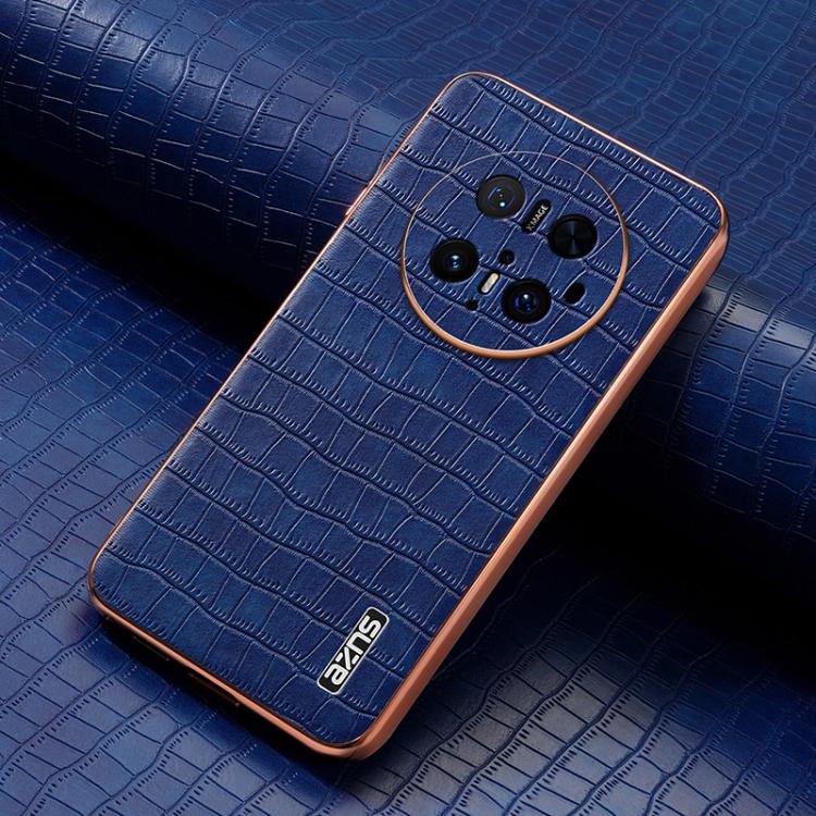 For Huawei Mate 70 Pro / 70 Pro+ AZNS Electroplated Frame Crocodile Texture Full Coverage Phone Case(Blue)