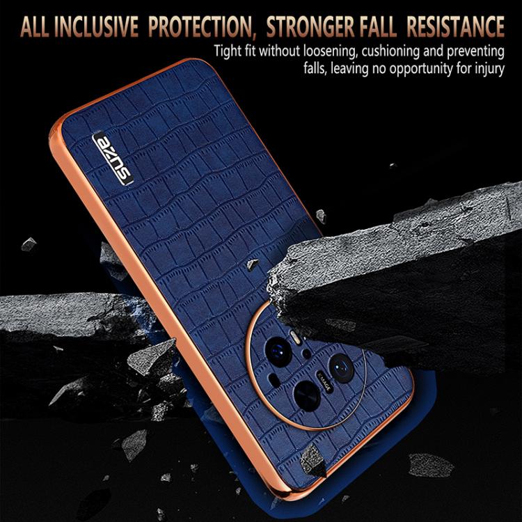 For Huawei Mate 70 Pro / 70 Pro+ AZNS Electroplated Frame Crocodile Texture Full Coverage Phone Case(White)
