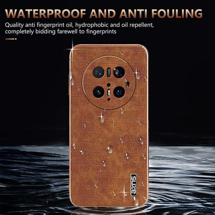 For Huawei Mate 70 Pro / 70 Pro+ AZNS Electroplated Frame Crocodile Texture Full Coverage Phone Case(White)