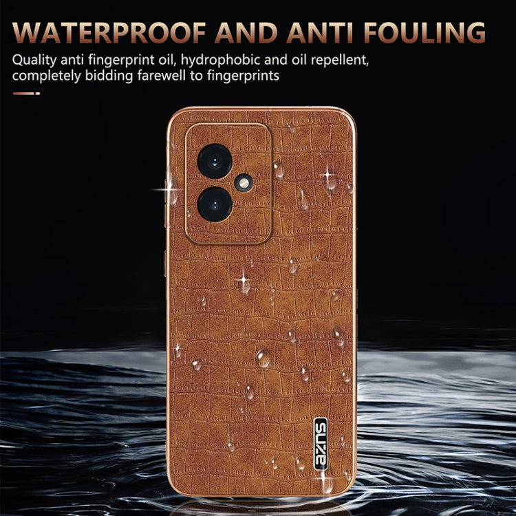For Honor 100 AZNS Electroplated Frame Crocodile Texture Full Coverage Phone Case(Black)