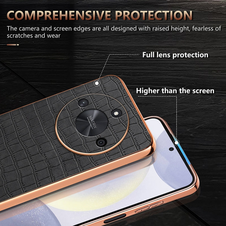For Honor X50 / X50 Pro / X50 GT AZNS Electroplated Frame Crocodile Texture Full Coverage Phone Case(Black)