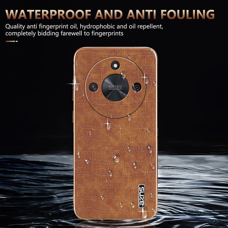 For Honor X50 / X50 Pro / X50 GT AZNS Electroplated Frame Crocodile Texture Full Coverage Phone Case(White)