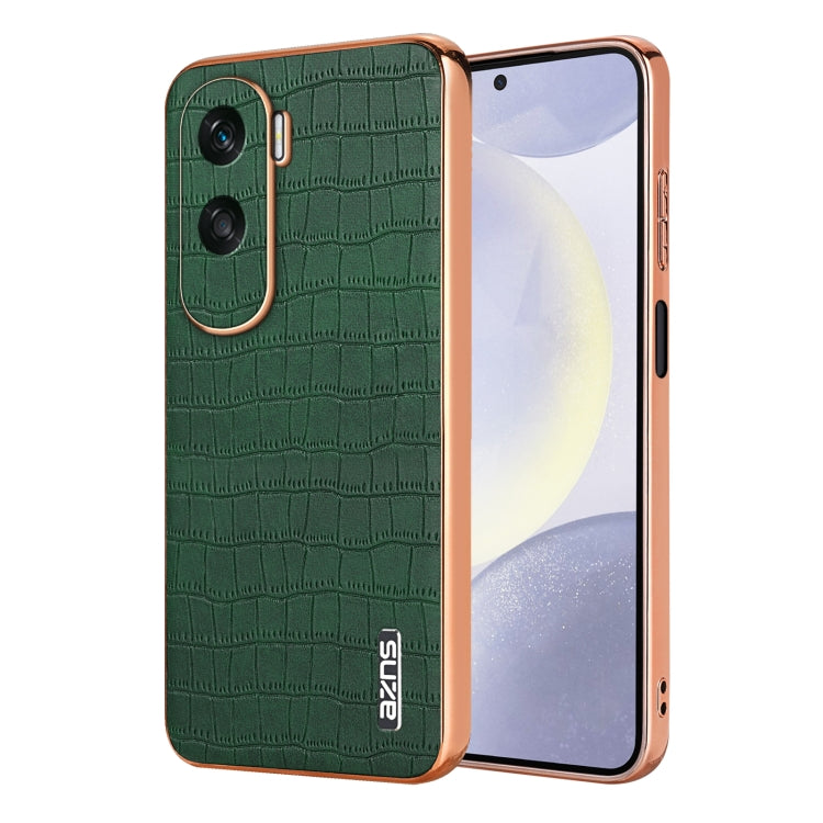 For Honor X50i / 90 Lite AZNS Electroplated Frame Crocodile Texture Full Coverage Phone Case(Green)