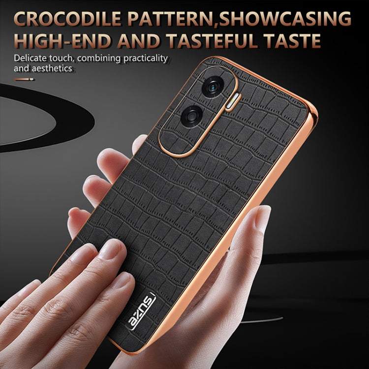 For Honor X50i / 90 Lite AZNS Electroplated Frame Crocodile Texture Full Coverage Phone Case(Green)
