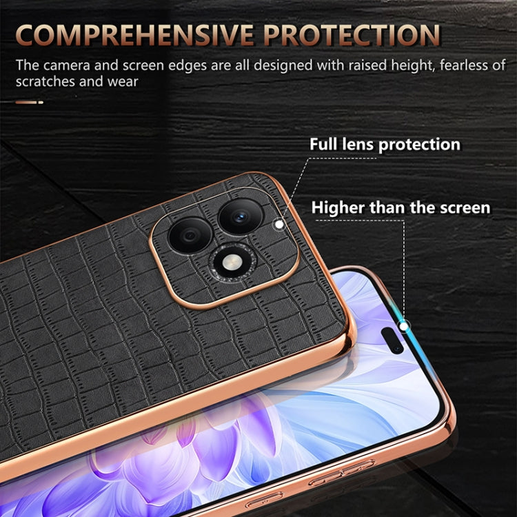 For Honor X60i AZNS Electroplated Frame Crocodile Texture Full Coverage Phone Case(Green)