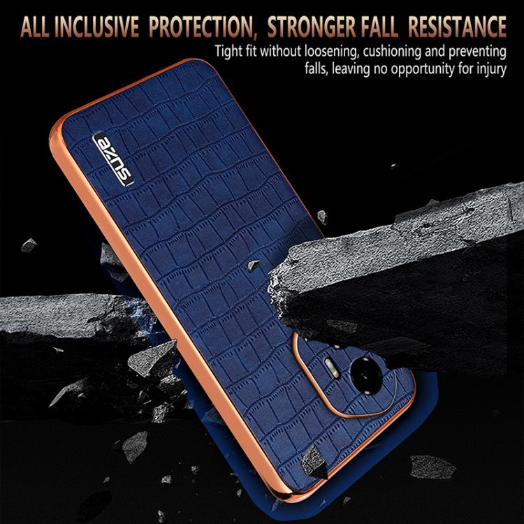 For Honor 300 AZNS Electroplated Frame Crocodile Texture Full Coverage Phone Case(Green)