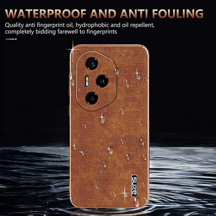 For Honor 300 Pro AZNS Electroplated Frame Crocodile Texture Full Coverage Phone Case(Black)