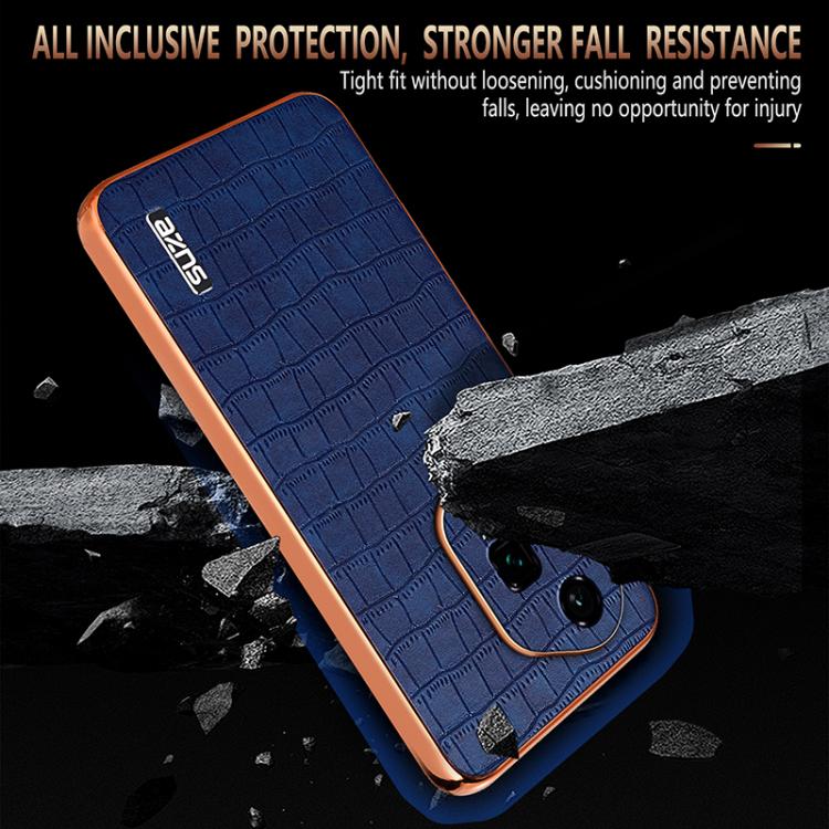 For Honor 300 Ultra AZNS Electroplated Frame Crocodile Texture Full Coverage Phone Case(Green)