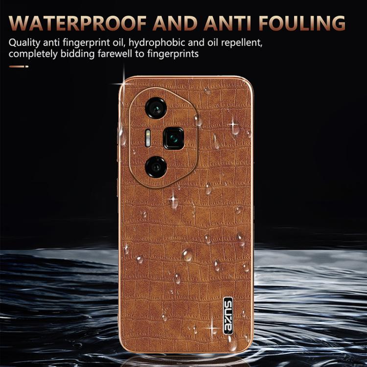 For Honor 300 Ultra AZNS Electroplated Frame Crocodile Texture Full Coverage Phone Case(Blue)