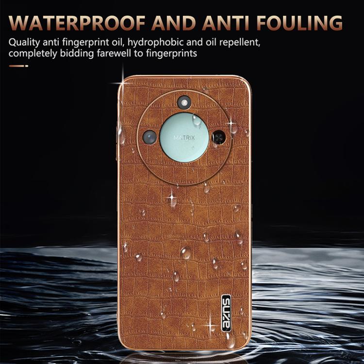 For Honor X60 AZNS Electroplated Frame Crocodile Texture Full Coverage Phone Case(Green)