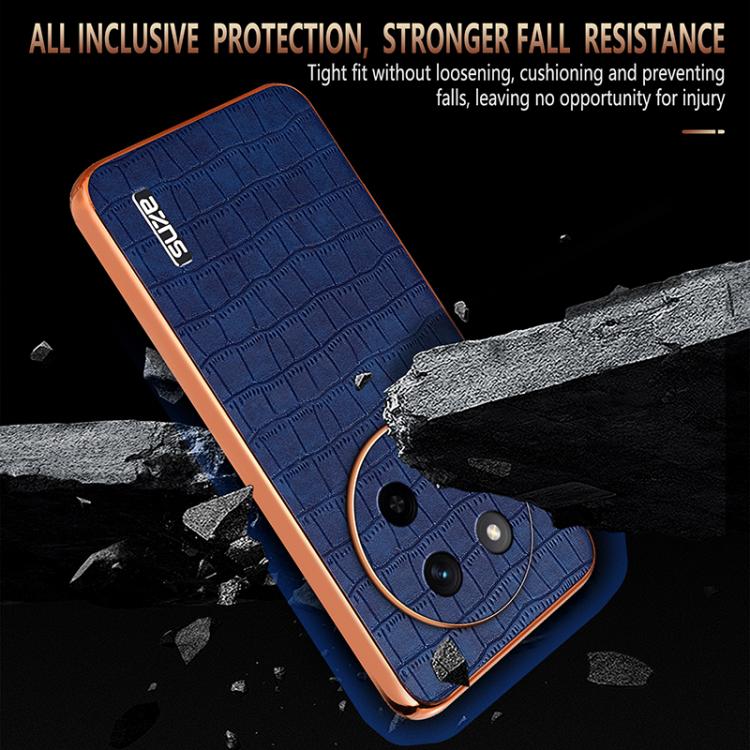 For Honor X60 Pro AZNS Electroplated Frame Crocodile Texture Full Coverage Phone Case(White)