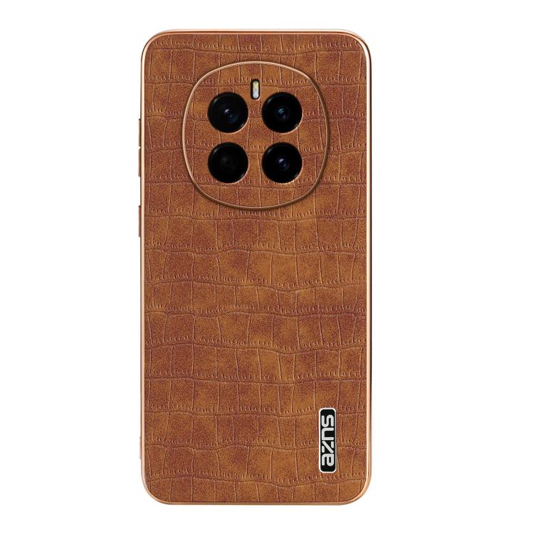For Honor Magic7 AZNS Electroplated Frame Crocodile Texture Full Coverage Phone Case(Brown)