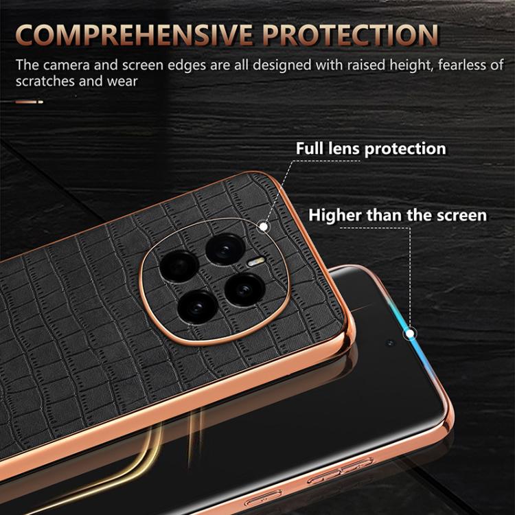 For Honor Magic7 AZNS Electroplated Frame Crocodile Texture Full Coverage Phone Case(Green)