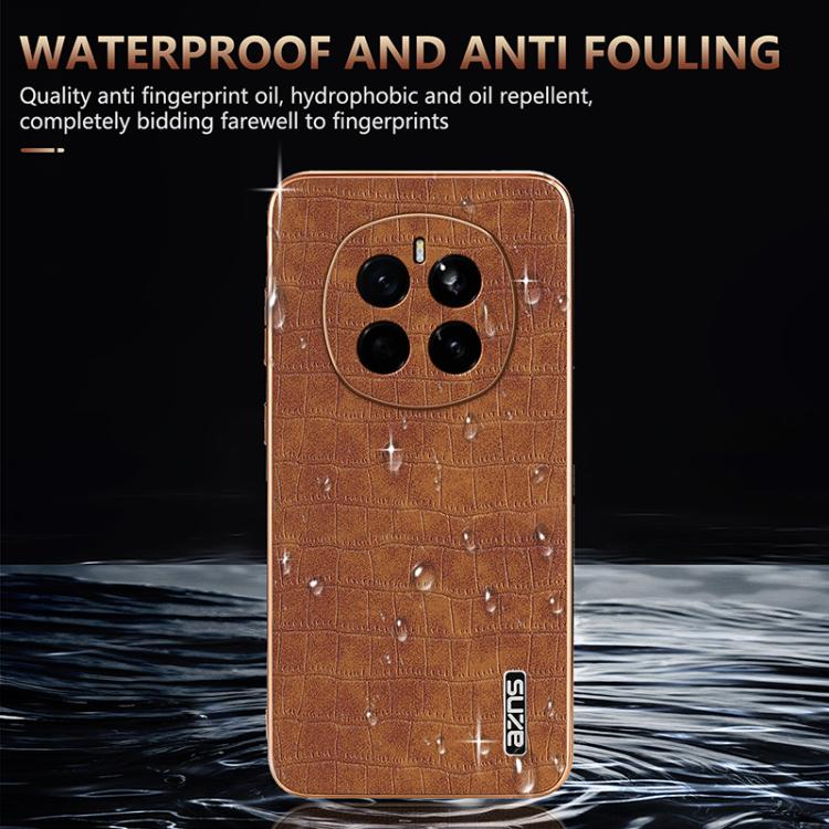 For Honor Magic7 AZNS Electroplated Frame Crocodile Texture Full Coverage Phone Case(Green)