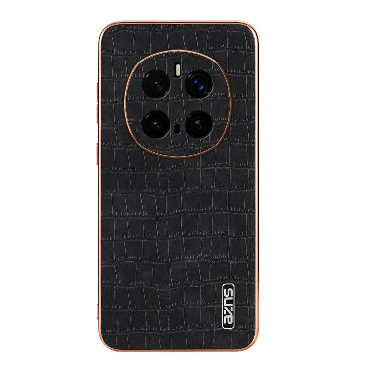 For Honor Magic7 Pro AZNS Electroplated Frame Crocodile Texture Full Coverage Phone Case(Black)