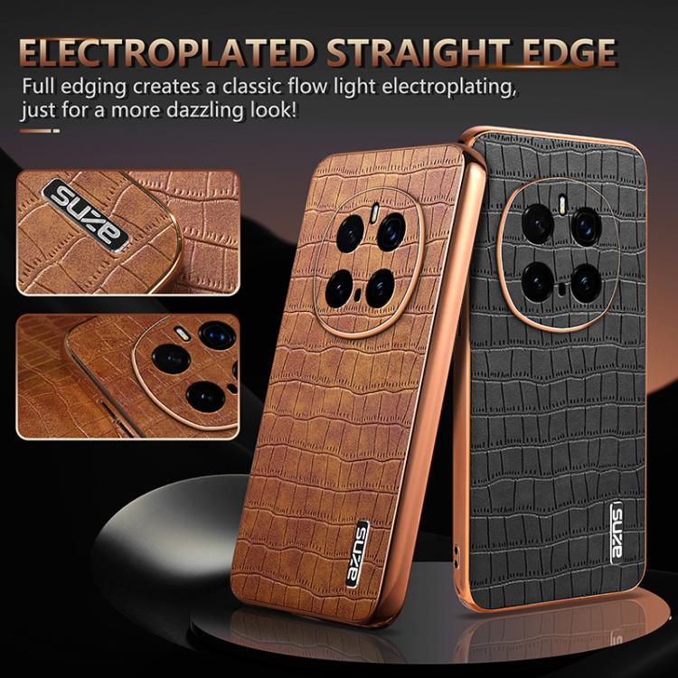For Honor Magic7 Pro AZNS Electroplated Frame Crocodile Texture Full Coverage Phone Case(Green)