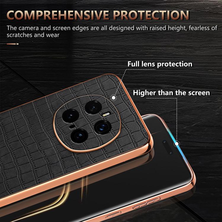 For Honor Magic7 Pro AZNS Electroplated Frame Crocodile Texture Full Coverage Phone Case(Green)
