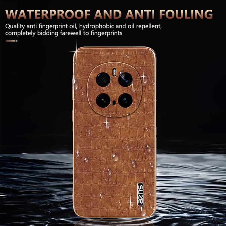 For Honor Magic7 Pro AZNS Electroplated Frame Crocodile Texture Full Coverage Phone Case(Blue)