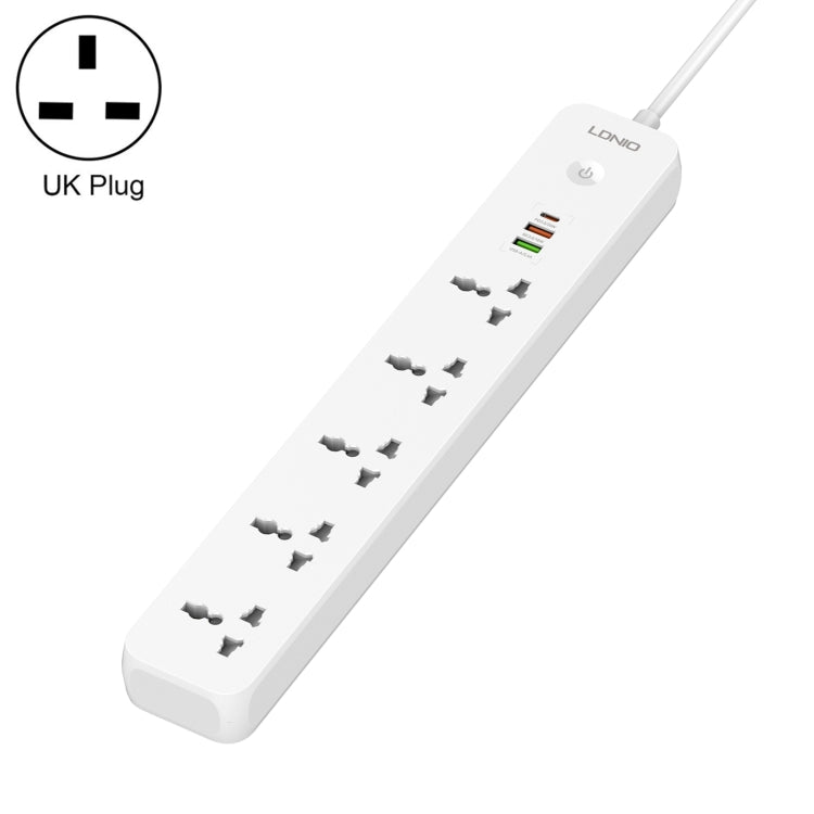 LDNIO SC5319 5-position Travel Home Office Socket with 38W USB Ports, Cable Length: 2m(UK Plug)