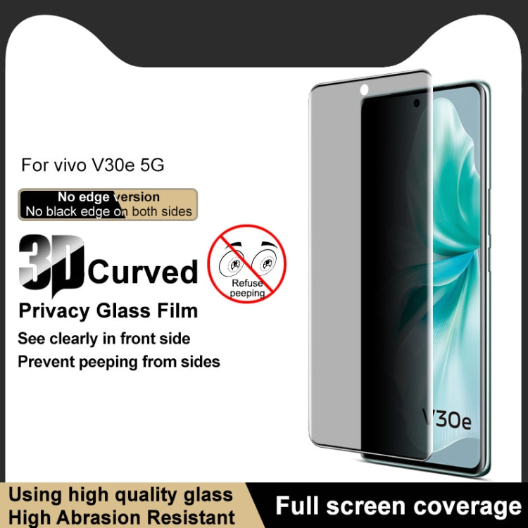 For vivo V30e imak No Edge Version 3D Curved Privacy Full Screen Tempered Glass Film