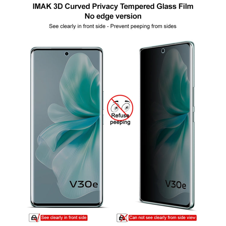 For vivo V30e imak No Edge Version 3D Curved Privacy Full Screen Tempered Glass Film